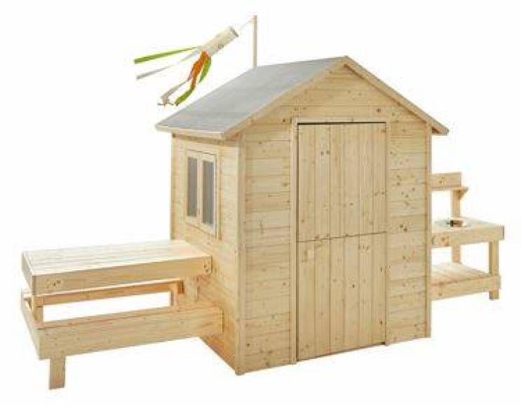BLANCHE wooden house with outdoor table and outdoor kitchen